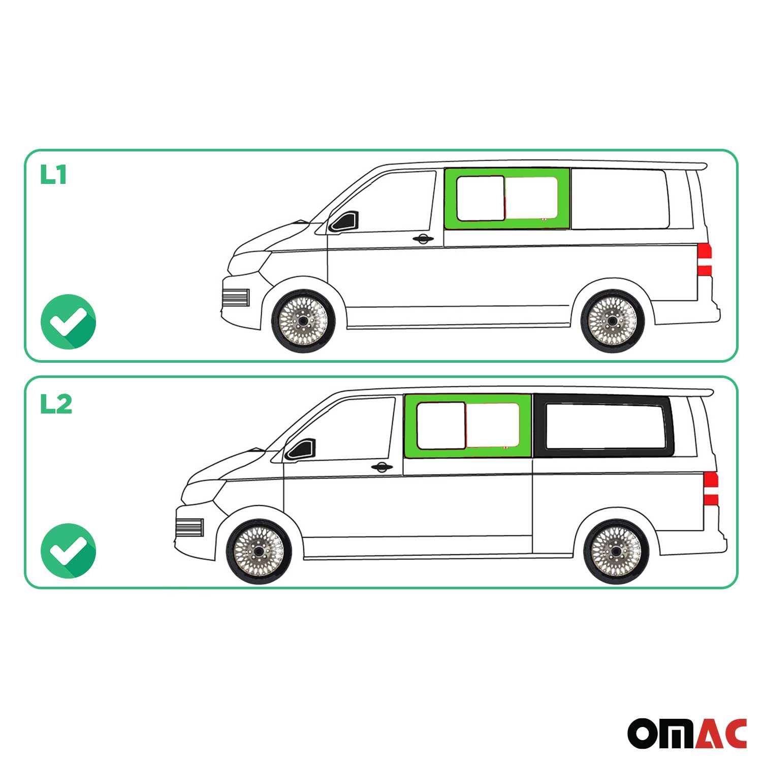 Auto Seitenfenster Schiebefenster für VW T6 T6.1 2015-2024 Links Schwarz L1 L2