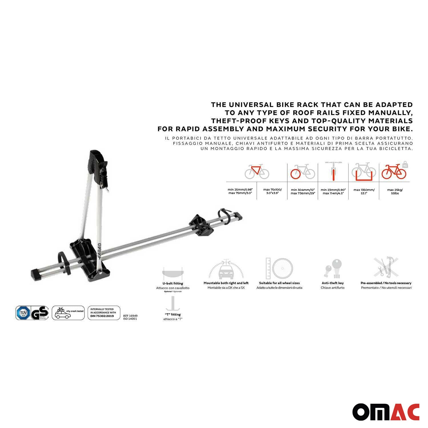 Fahrradträger Farad M-Style Dachfahrradträger für Fahrräder bis 25 kg Stahl