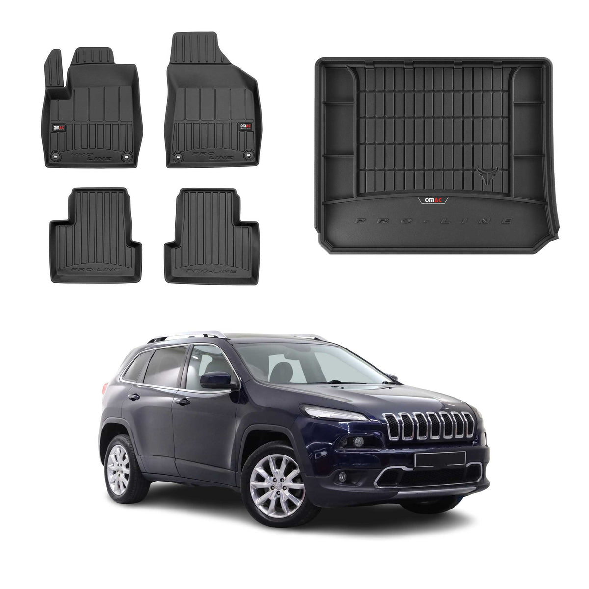 OMAC Fußmatten & Kofferraumwanne Set für Jeep Cherokee KL 2014-2024