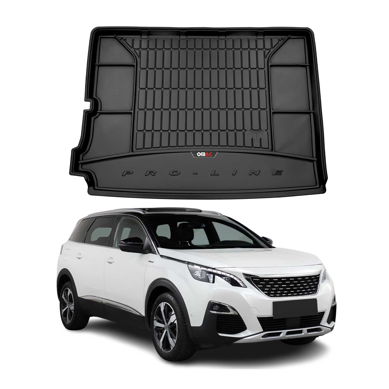 OMAC Gummi Kofferraumwanne für Peugeot 5008 2017-2024 TPE Laderaumwanne Schwarz