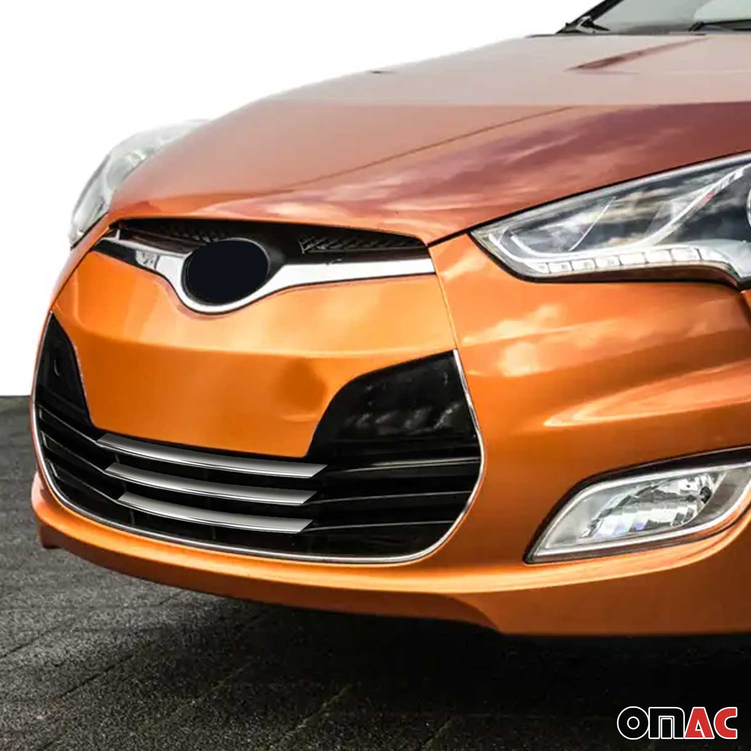 Kühlergrill Leisten Grillleisten für Hyundai Veloster 2011-17 Edelstahl Chrom 3x
