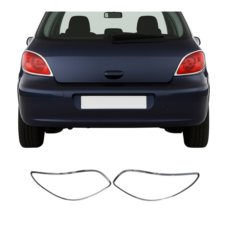 Rücklicht Leisten Heckleuchte für Peugeot 307 2001-2009 Chrom ABS Silber 2tlg