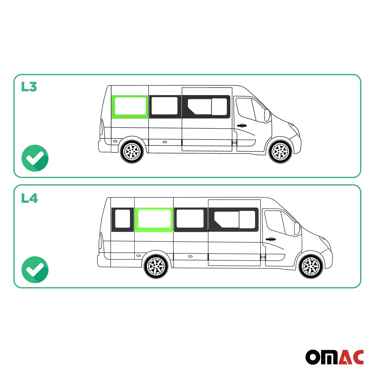 Seitenfenster Auto für Renault Master 2010-2024 Rechts L3 Mittel L4 Mitte vorne