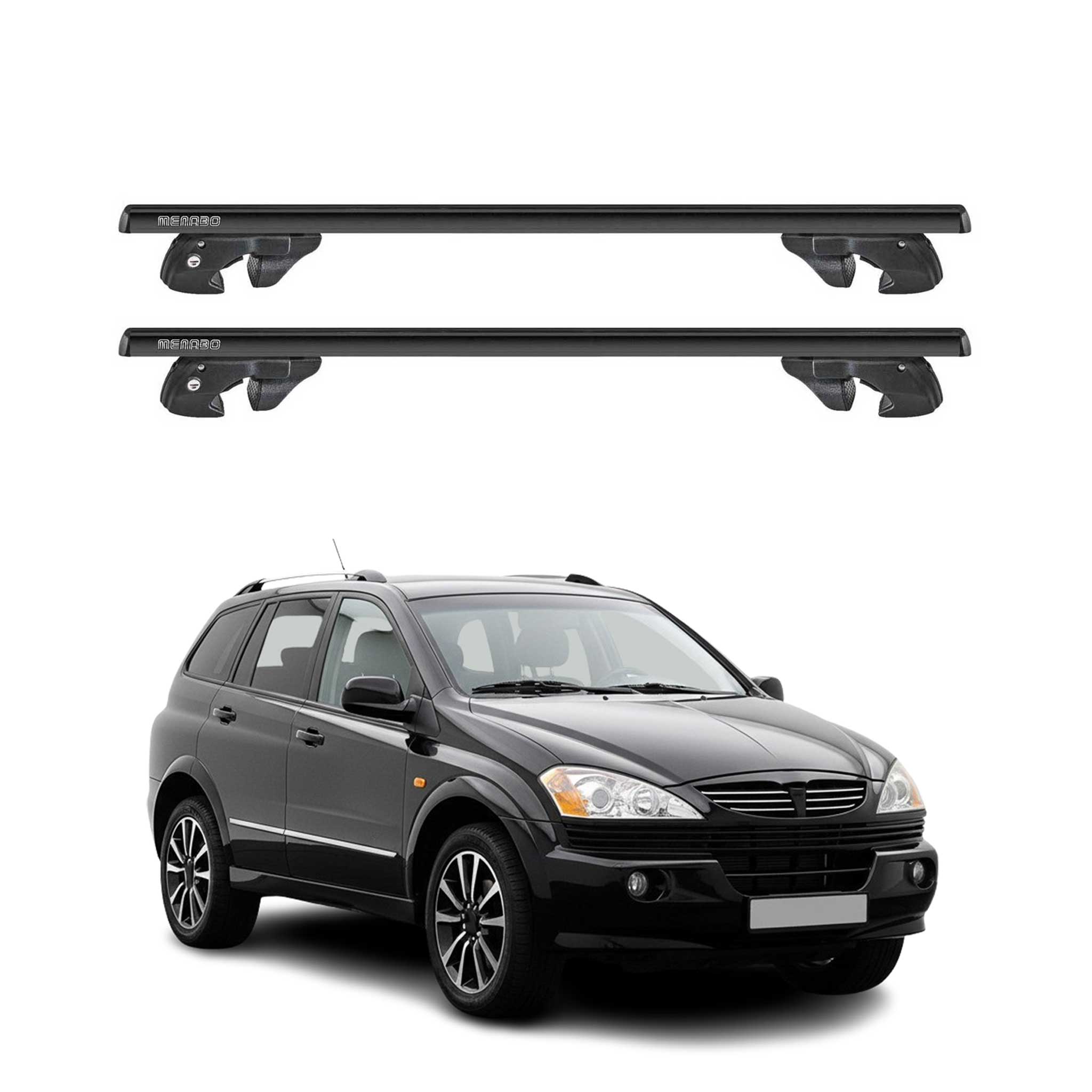 Dachträger Grundtäger für Ssangyong Kyron 2005-2015 Alu 90kg TÜV Schwarz 2tlg