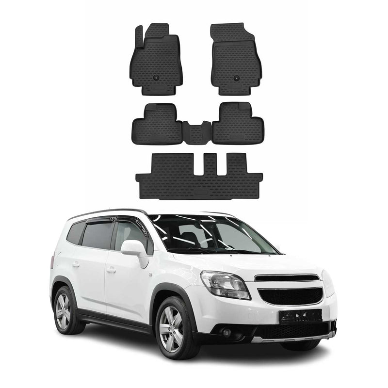 OMAC Gummimatten Fußmatten für Chevrolet Orlando 2011-2021 TPE Matten Schwarz 5x