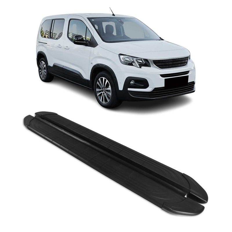 Seitenschweller Trittbretter für Peugeot Rifter 2019-2025 Kombi L2 Schwarz 2 tlg
