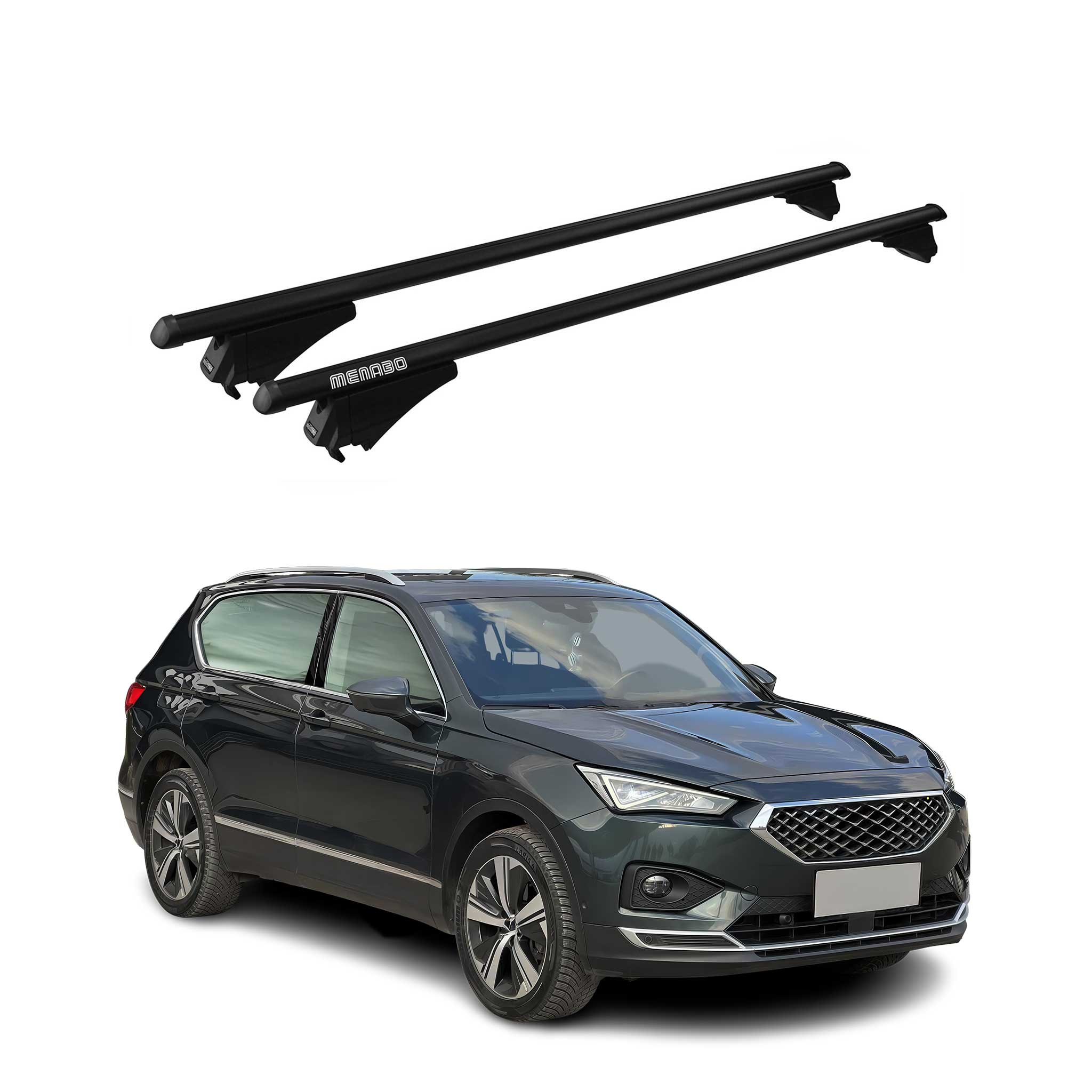 Menabo Dachträger Grundtäger für Seat Tarraco 2018-2024 75kg Alu Schwarz 2 tlg