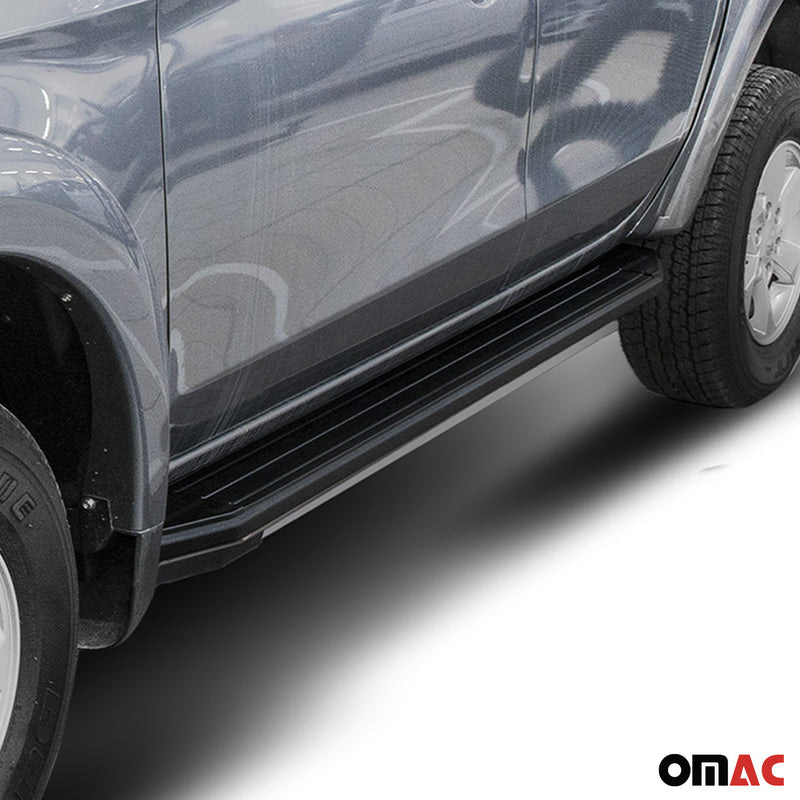 Trittbretter Seitenschweller für Mitsubishi L200 2006-2015 Aluminium Schwarz 2x