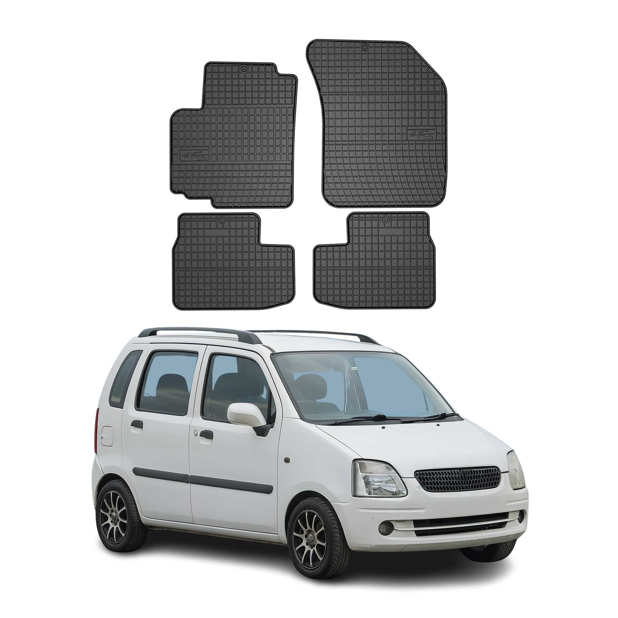 OMAC Gummi Fußmatten für Opel Agila B 2008-2015 Automatten Gummi TPE Schwarz 4x