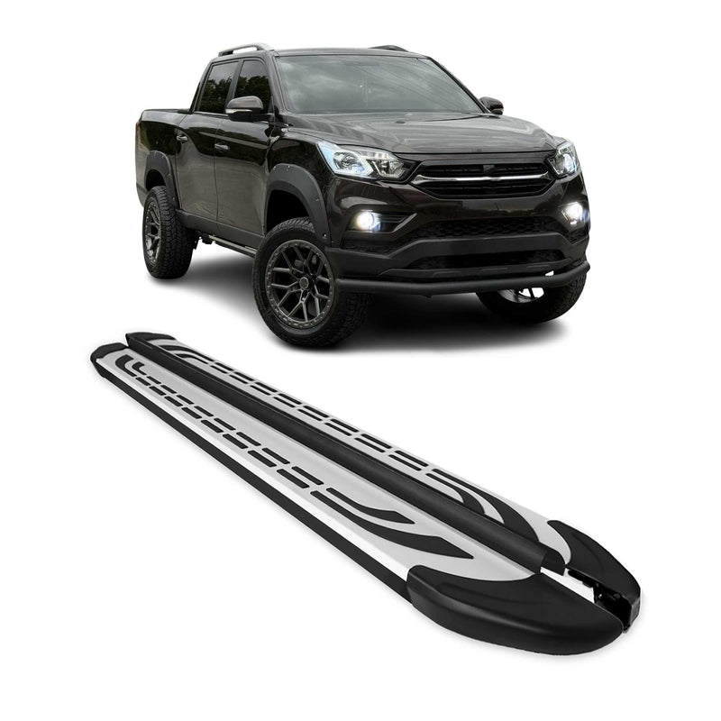 Trittbretter Seitenschweller für Ssangyong Musso Sport 2018-2025 Alu Schwarz
