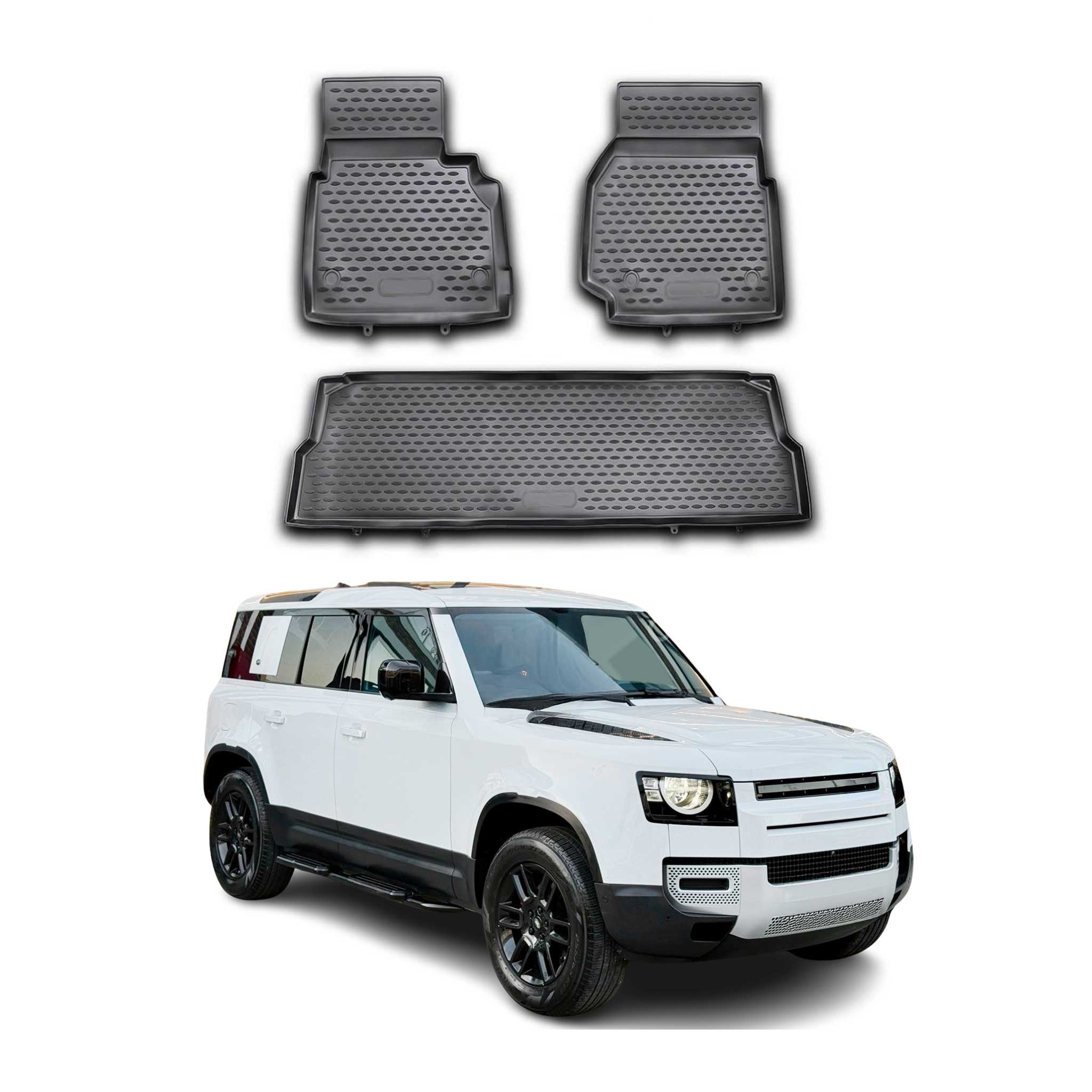 OMAC Gummimatten Fußmatten für Land Rover Defender 110 2007-2020 TPE Schwarz 3x