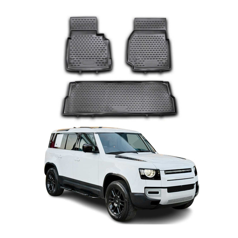 OMAC Gummimatten Fußmatten für Land Rover Defender 110 2007-2020 TPE Schwarz 3x