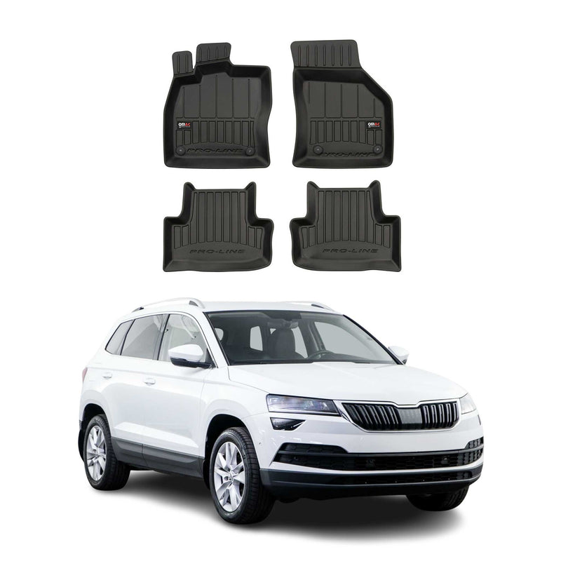 OMAC Gummi Fußmatten für Skoda Karoq 2017-2025 Premium TPE Automatten Schwarz 4x