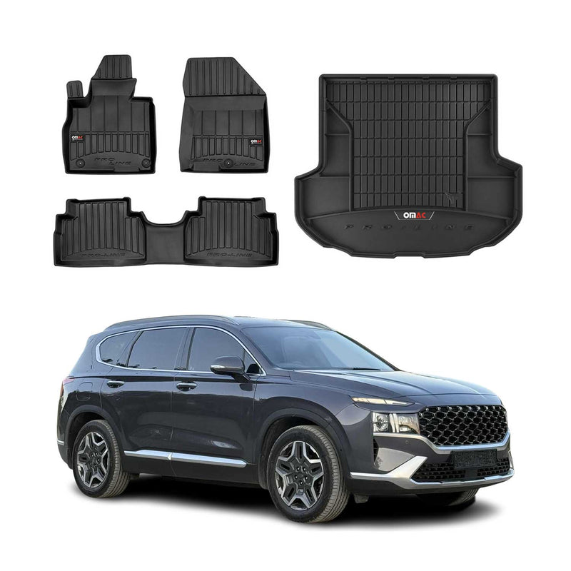OMAC Fußmatten & Kofferraumwanne Set für Hyundai Santa Fe 2018-2025 Gummi 4x