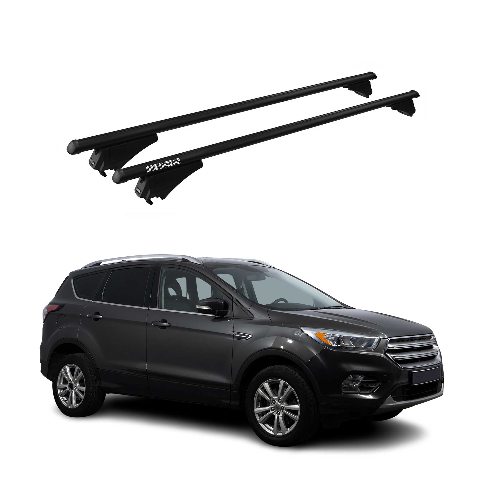 Menabo Grundträger Dachträger für Ford Kuga II 2012-2019 ABE Alu Schwarz 2tlg
