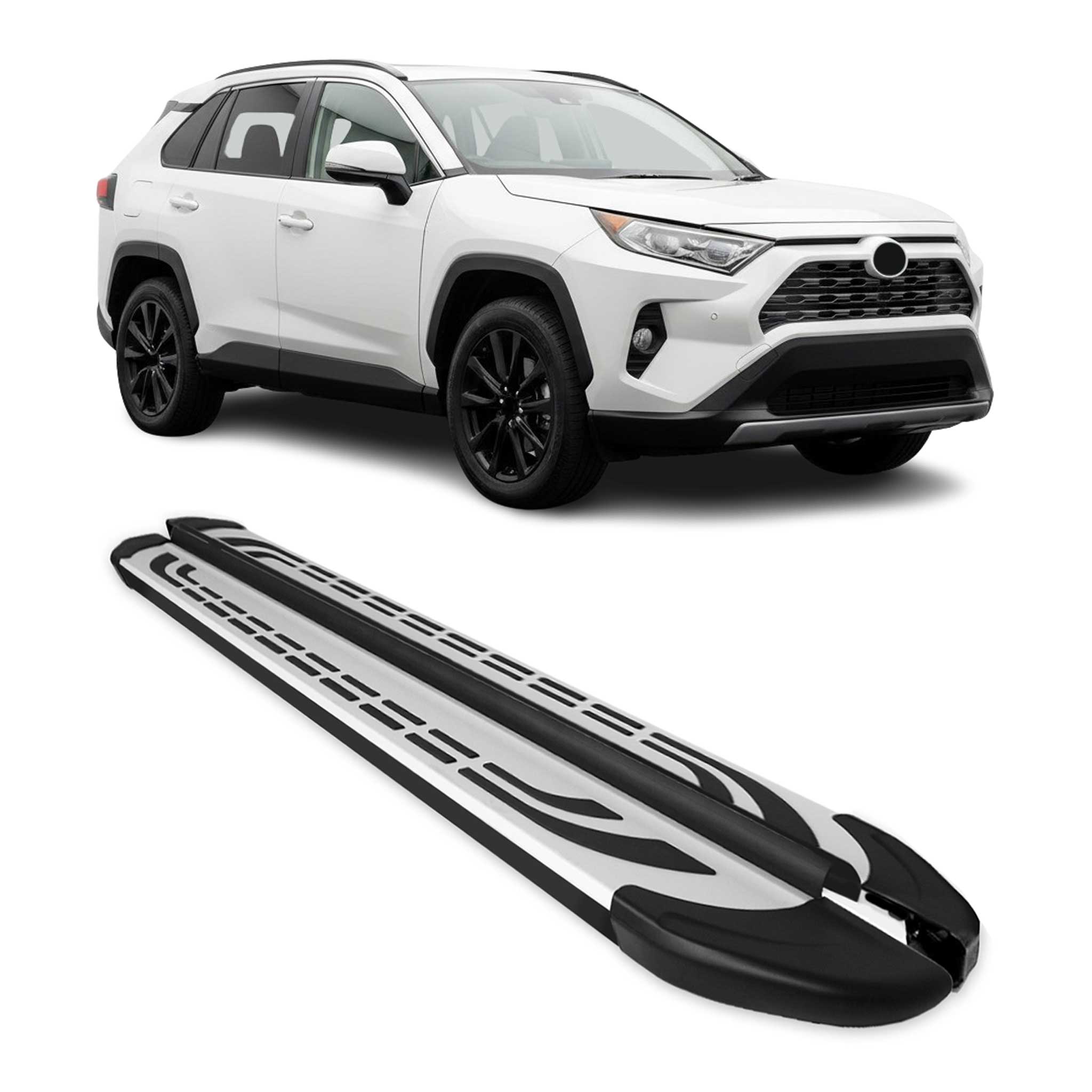 Trittbretter Seitenschweller für Toyota RAV4 Hybrid 2019-2025 Silber Schwarz 2x