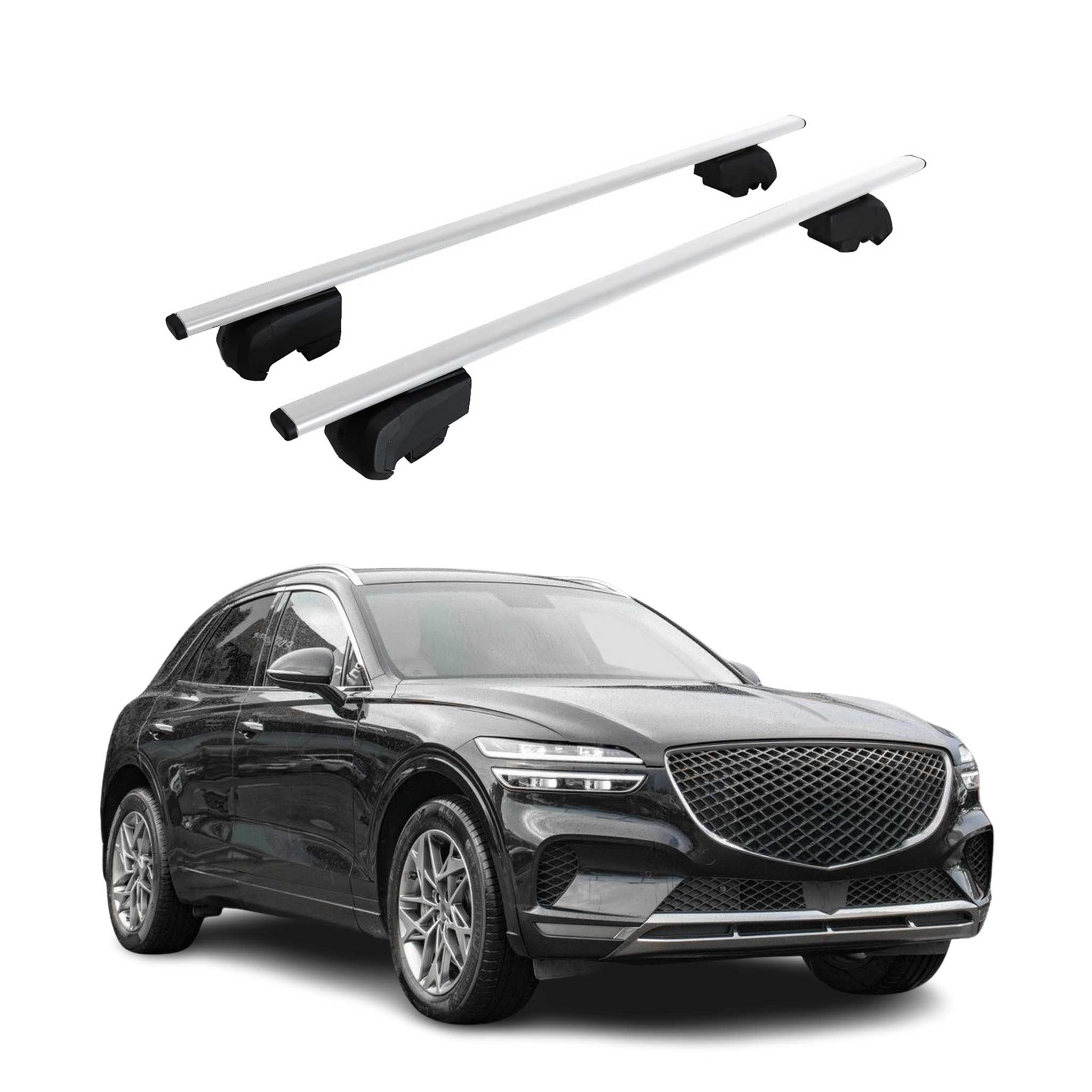 Dachträger Grundtäger für Genesis GV60 2022-2026 75kg Metall Silber 2 tlg