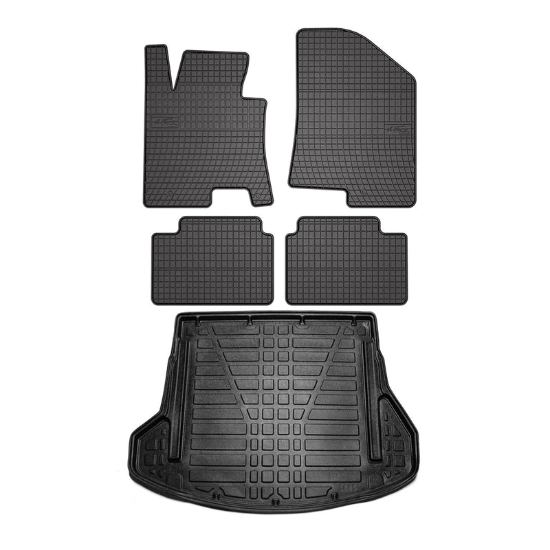 Fußmatten & Kofferraumwanne Set für Hyundai i30 Kombi 2012-2016 Gummi Schwarz 5x