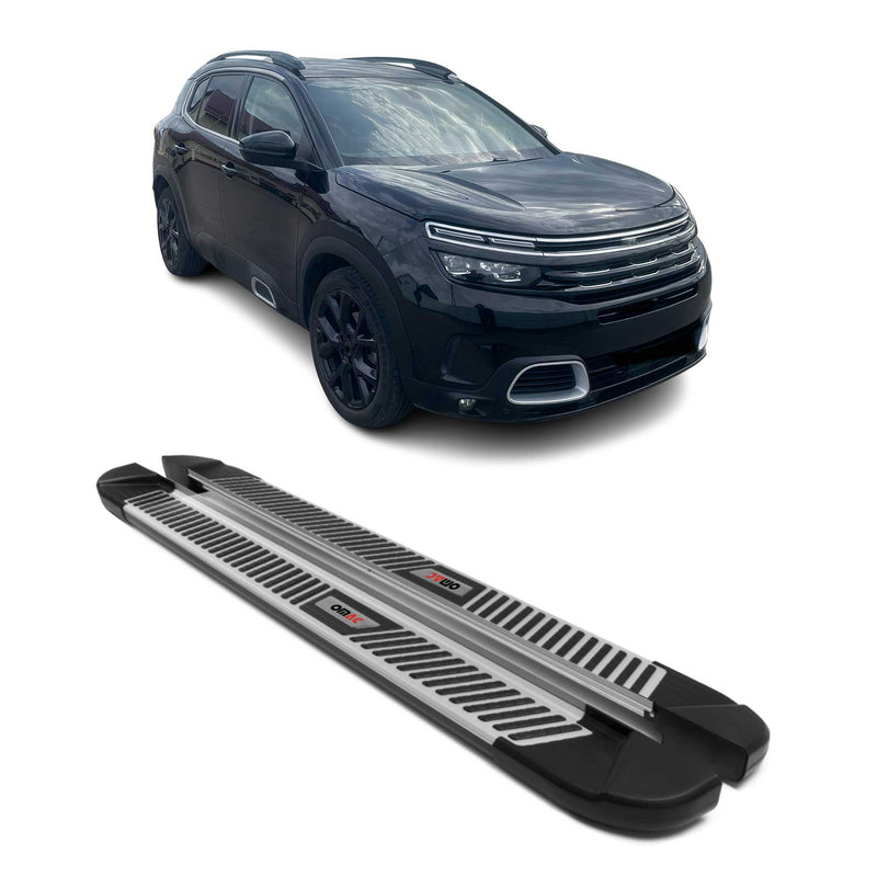 Trittbretter Seitenbretter Schweller für Citroen C5 Aircross 2018-25 Schwarz Alu