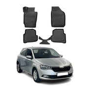 OMAC Gummimatten Fußmatten für Skoda Fabia 2015-2021 TPE Automatten Schwarz 4x
