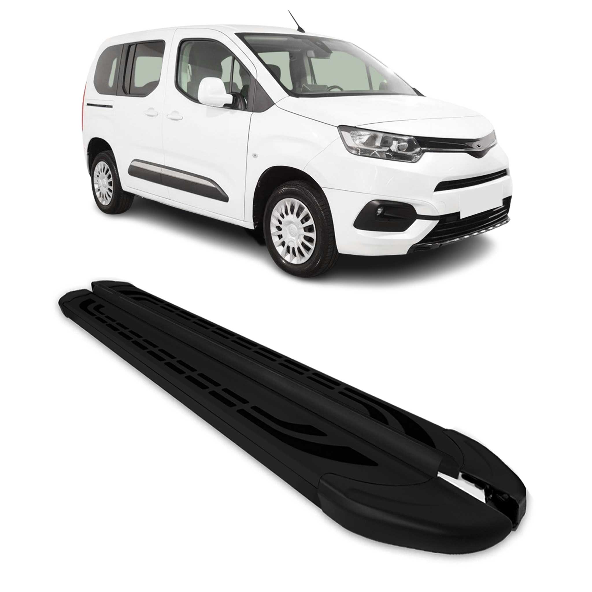 Trittbretter Seitenschweller für Toyota Proace City 2019-26 Kombi Kurzer Schwarz