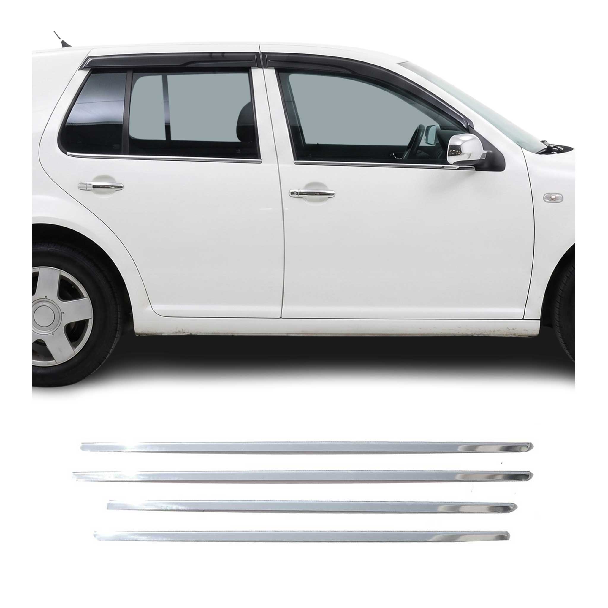Fensterleisten Zierleisten für VW Golf mk4 Schrägheck 1997-2006 Edelstahl Chrom