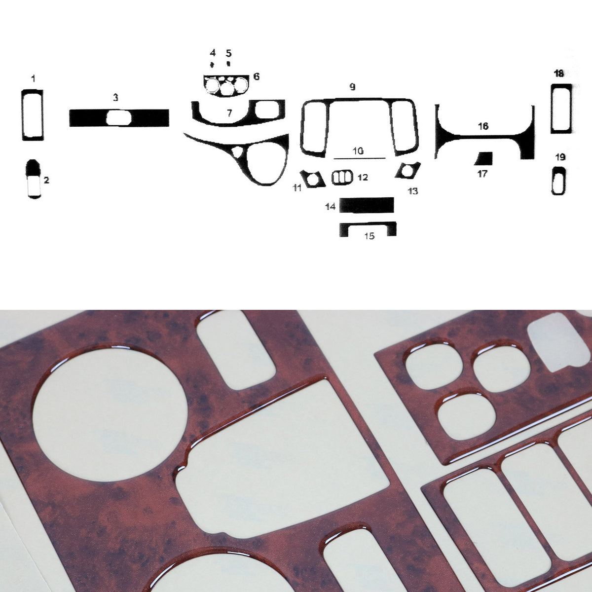 Innenraum Dekor Cockpit für Opel Vivaro 2001-2014 Wurzelholz Optik 19tlg