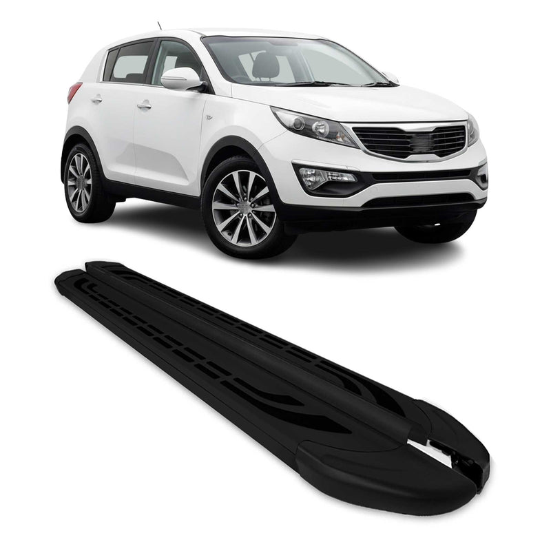 Trittbretter Seitenschweller Seitenbretter für Kia Sportage 2010-15 Alu Schwarz