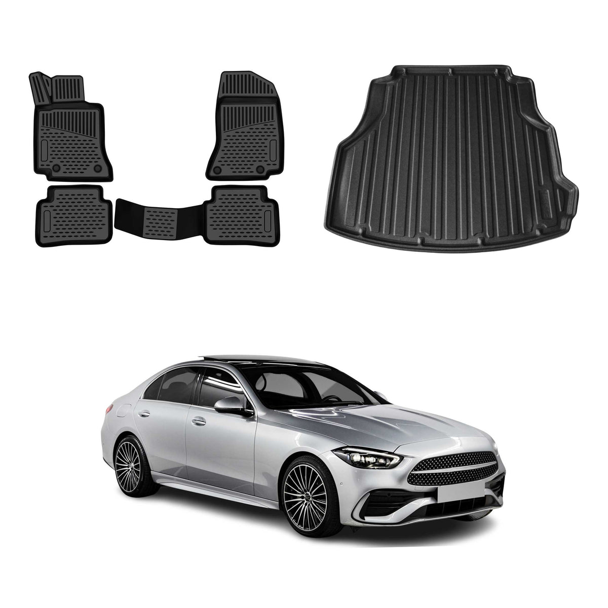 Fußmatten & Kofferraumwanne Set für Mercedes C Klasse W206 Stufenheck 2021-2025