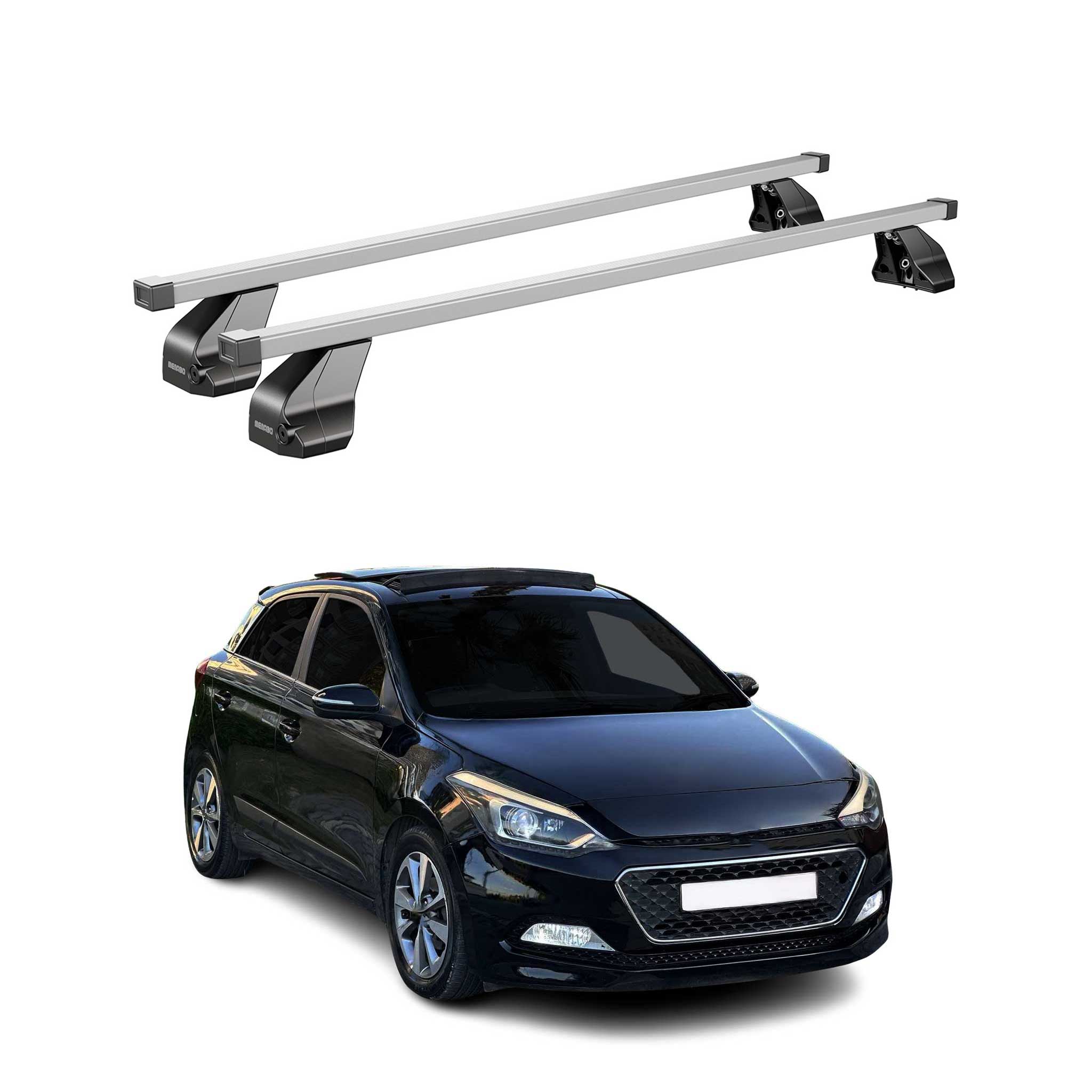 Menabo Dachträger Grundtäger für Hyundai i20 2014-2020 75kg Stahl Silber 2 tlg