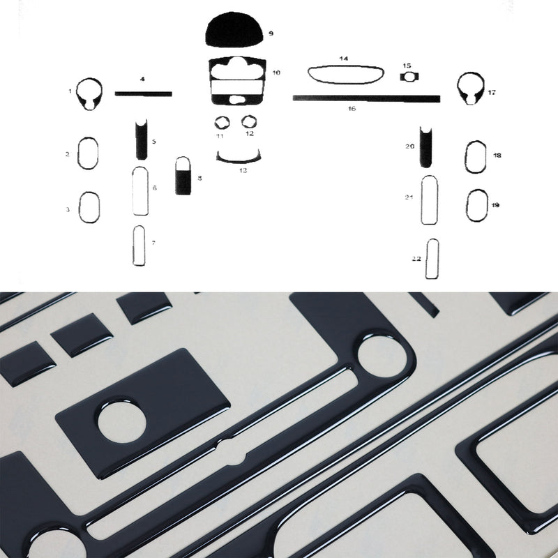 Innenraum Dekor Cockpit für Renault Clio 2007-2012 Manuell Schwarz Optik 22x