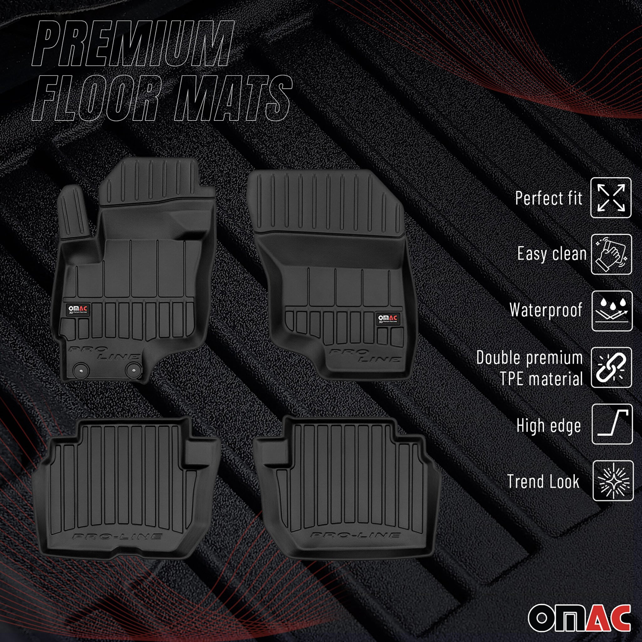 OMAC Gummi Fußmatten für Mitsubishi Outlander PHEV 2013-2021 Premium TPE 4x