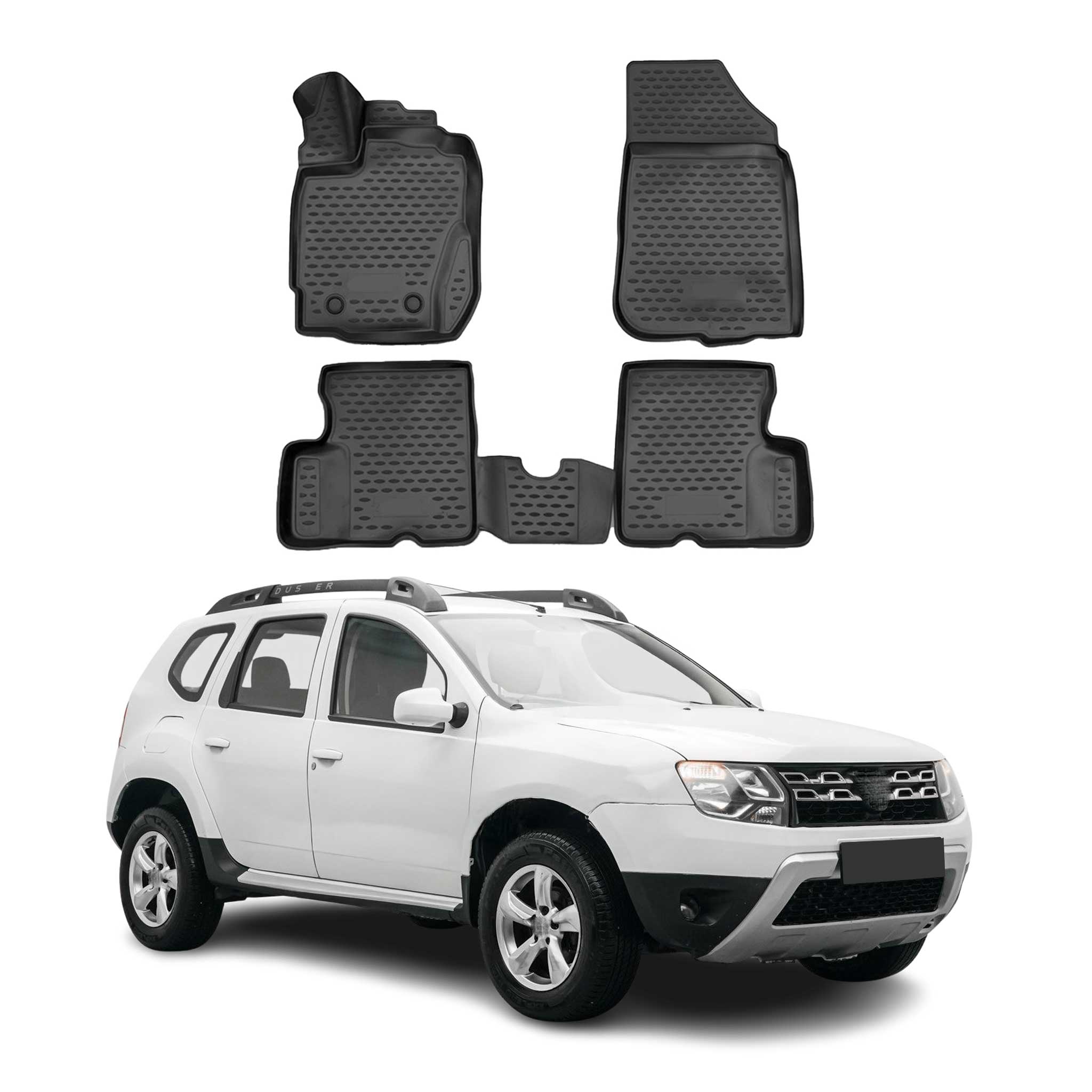 OMAC Gummimatten Fußmatten für Dacia Duster 2014-2018 TPE Automatten Schwarz 4x