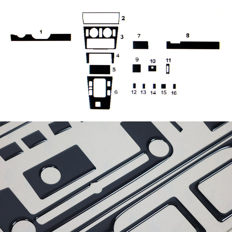 Innenraum Dekor Cockpit für Mercedes W202 1993-2000 Piano Schwarz Optik 16tlg