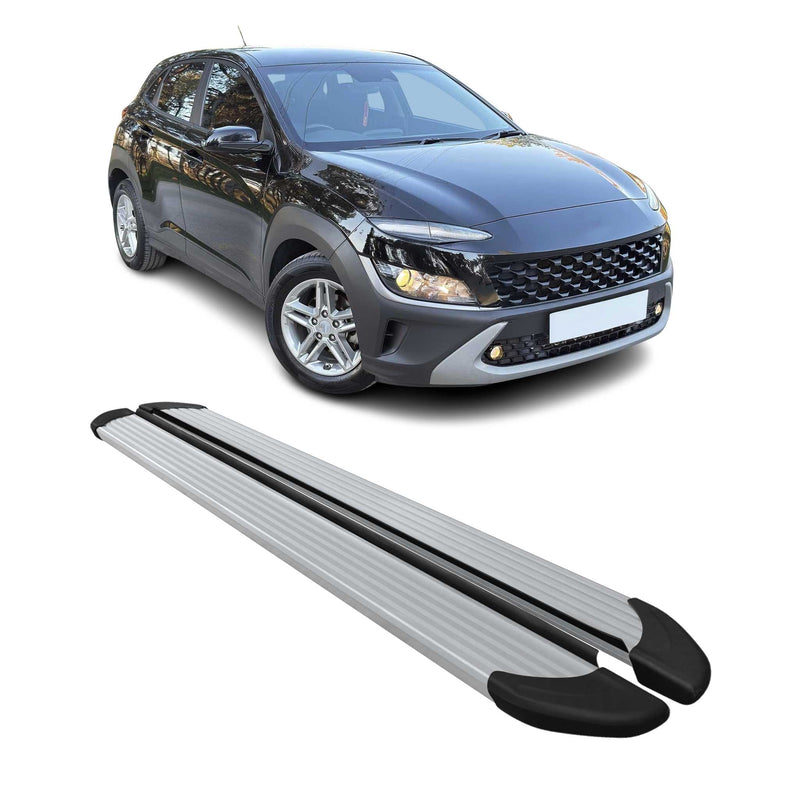 Seitenschweller Trittbretter Schweller für Hyundai Kona 2018-2025 Aluminium Grau