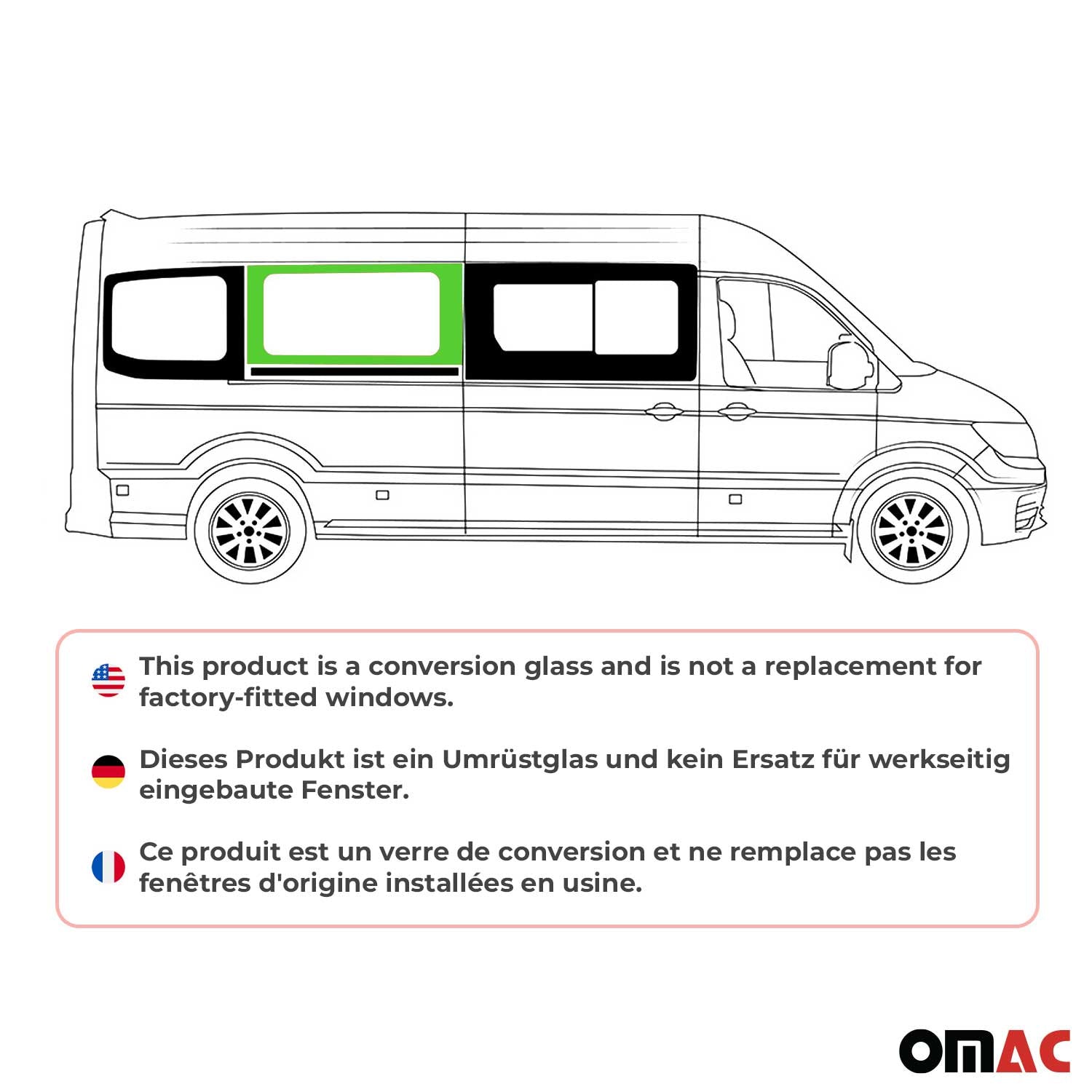 Seitenfenster Auto Fenster für VW Crafter 2017-2026 Schiebetür Rechts L3