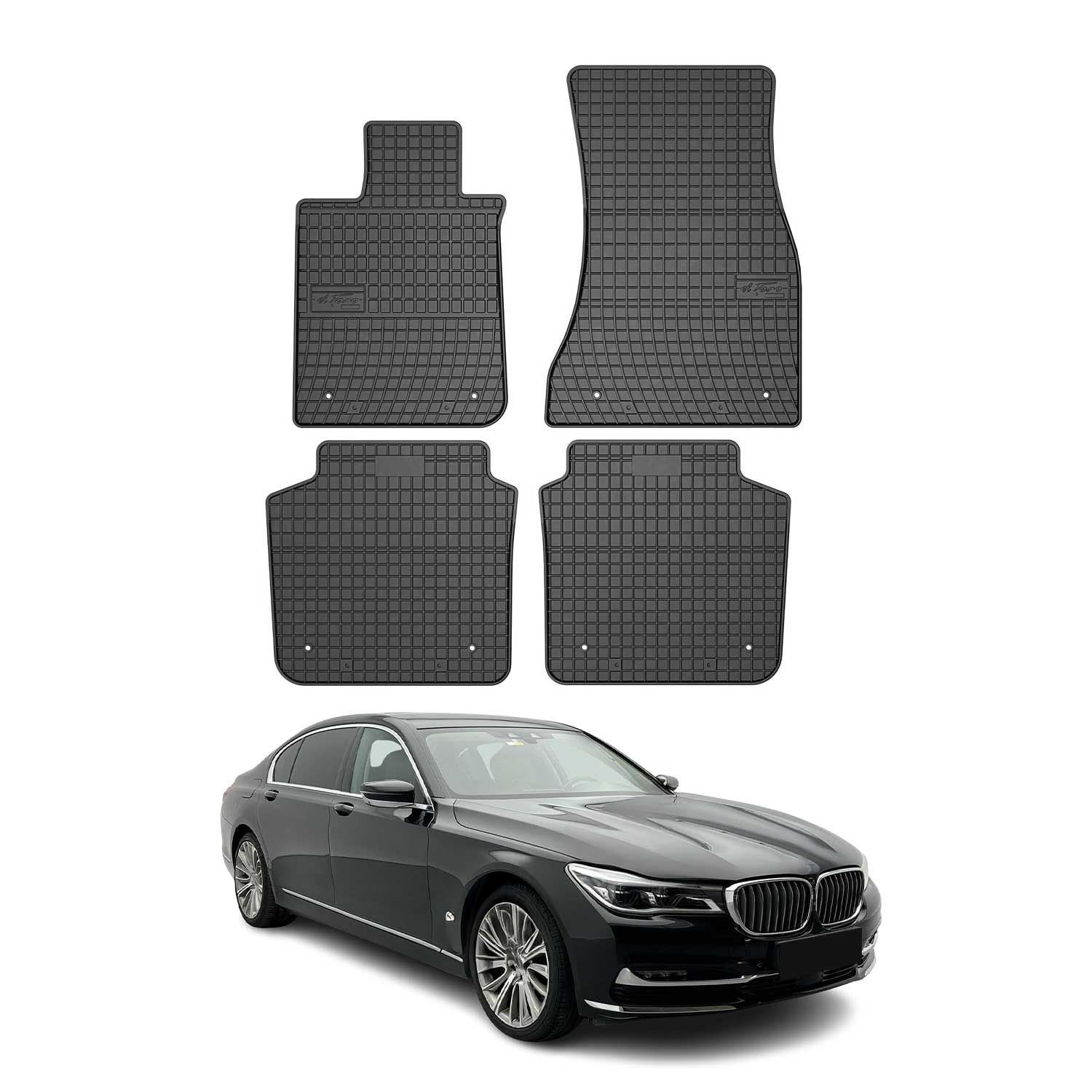 OMAC Gummi Fußmatten für BMW 7er Lang G12 2015-2022 Automatten Gummi Schwarz 4x