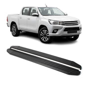 Trittbretter Seitenschweller für Toyota Hilux VIII 2015-2026 Alu Schwarz ABE