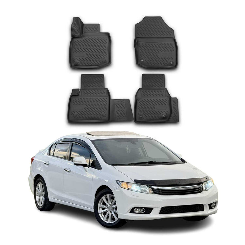 OMAC Gummimatten Fußmatten für Honda Civic IX Limo Schrägheck 2011-2021 TPE 4x