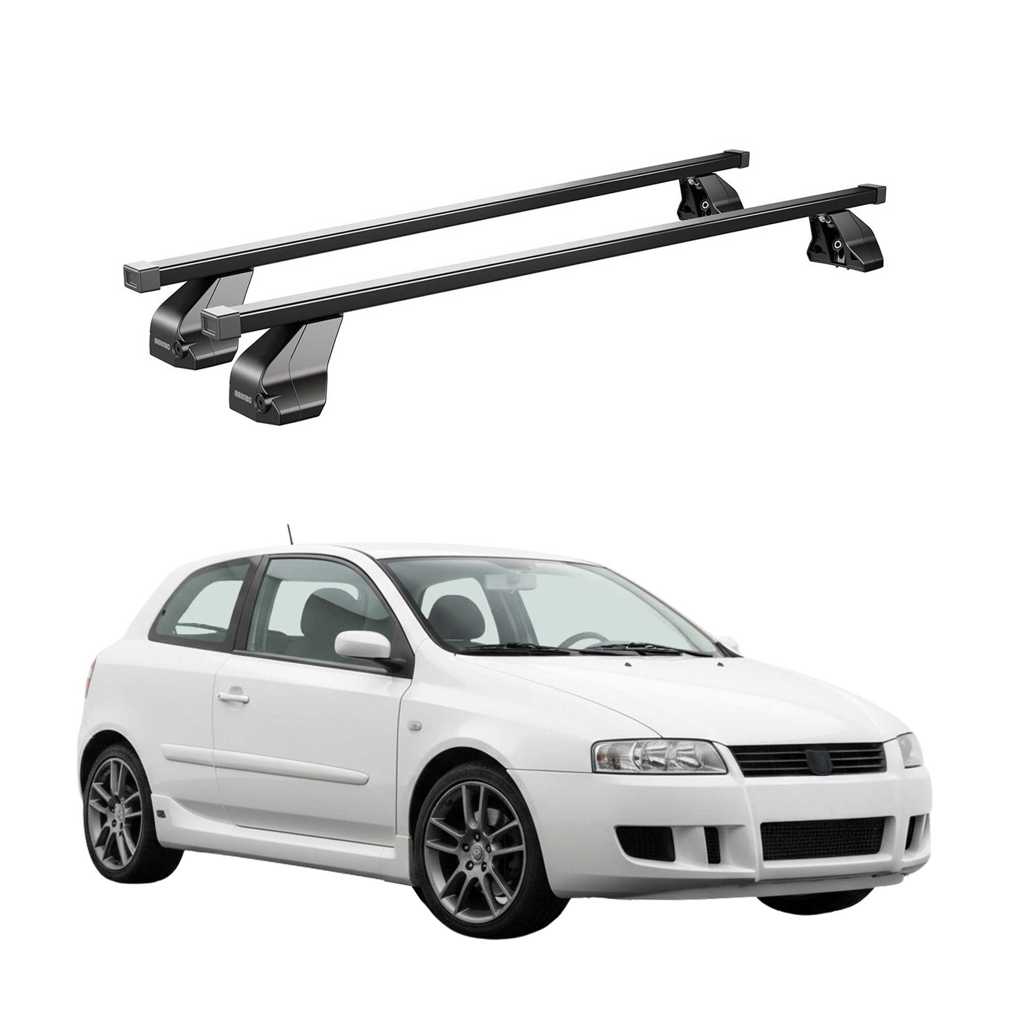 Menabo Dachträger Grundtäger für Fiat Stilo 2001-2010 3tür 75kg Stahl Schwarz 2x