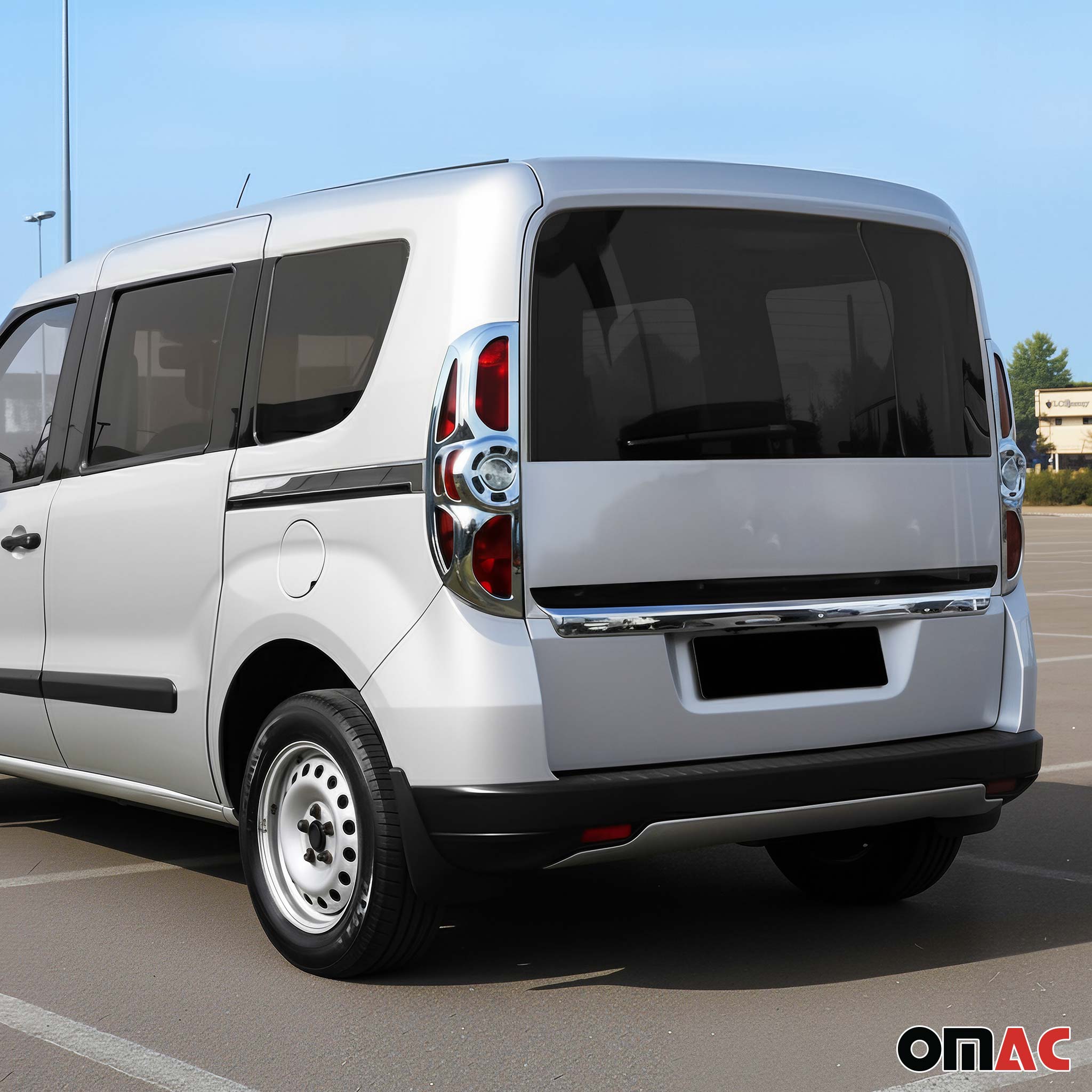 Rücklicht Leisten Heckleuchte für Fiat Doblo 2010-2014 Chrom ABS Glanz 2tlg