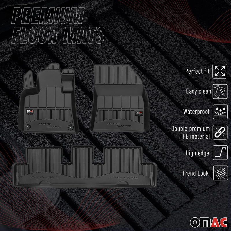OMAC Gummi Fußmatten für Citroen C4 Picasso 2013-2019 Premium Gummi Schwarz 3tlg