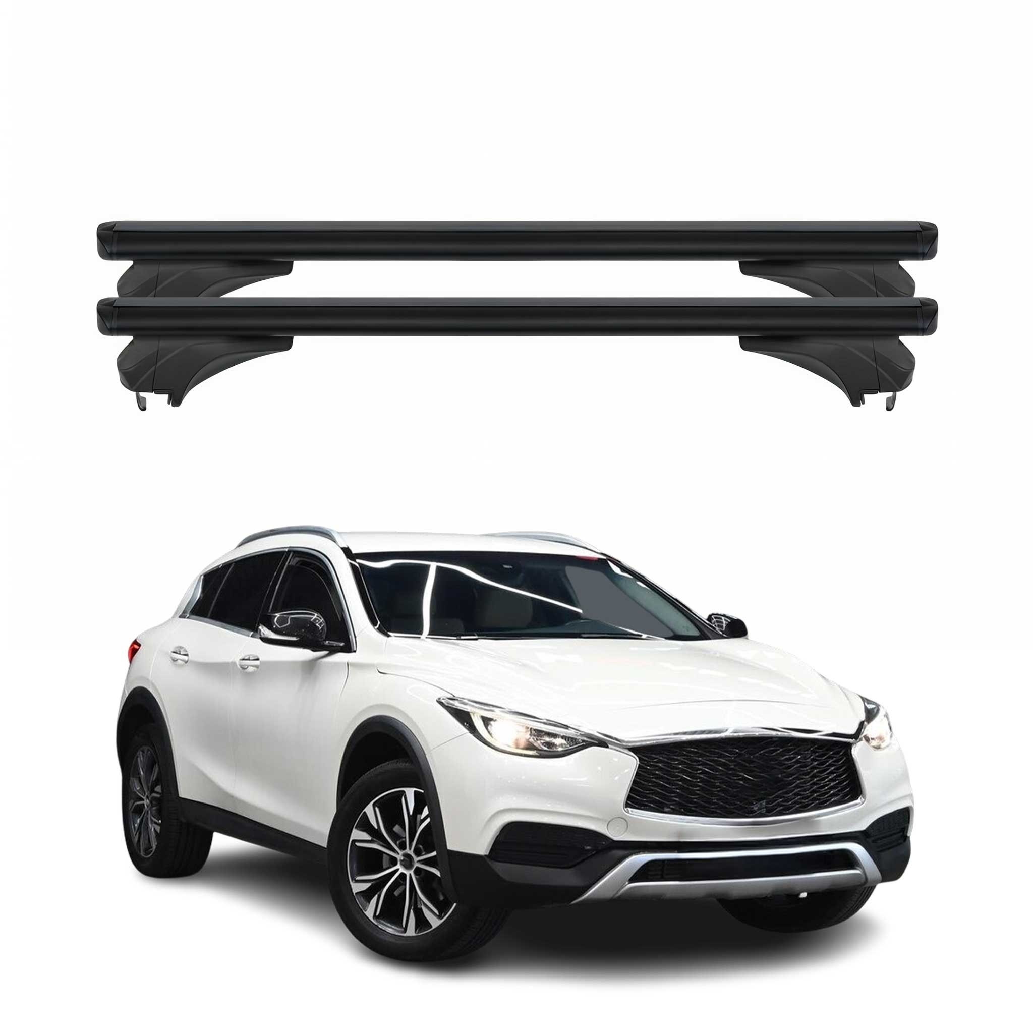 Menabo Dachträger Grundtäger für Infiniti QX30 2016-2019 Aluminium Schwarz 2 tlg
