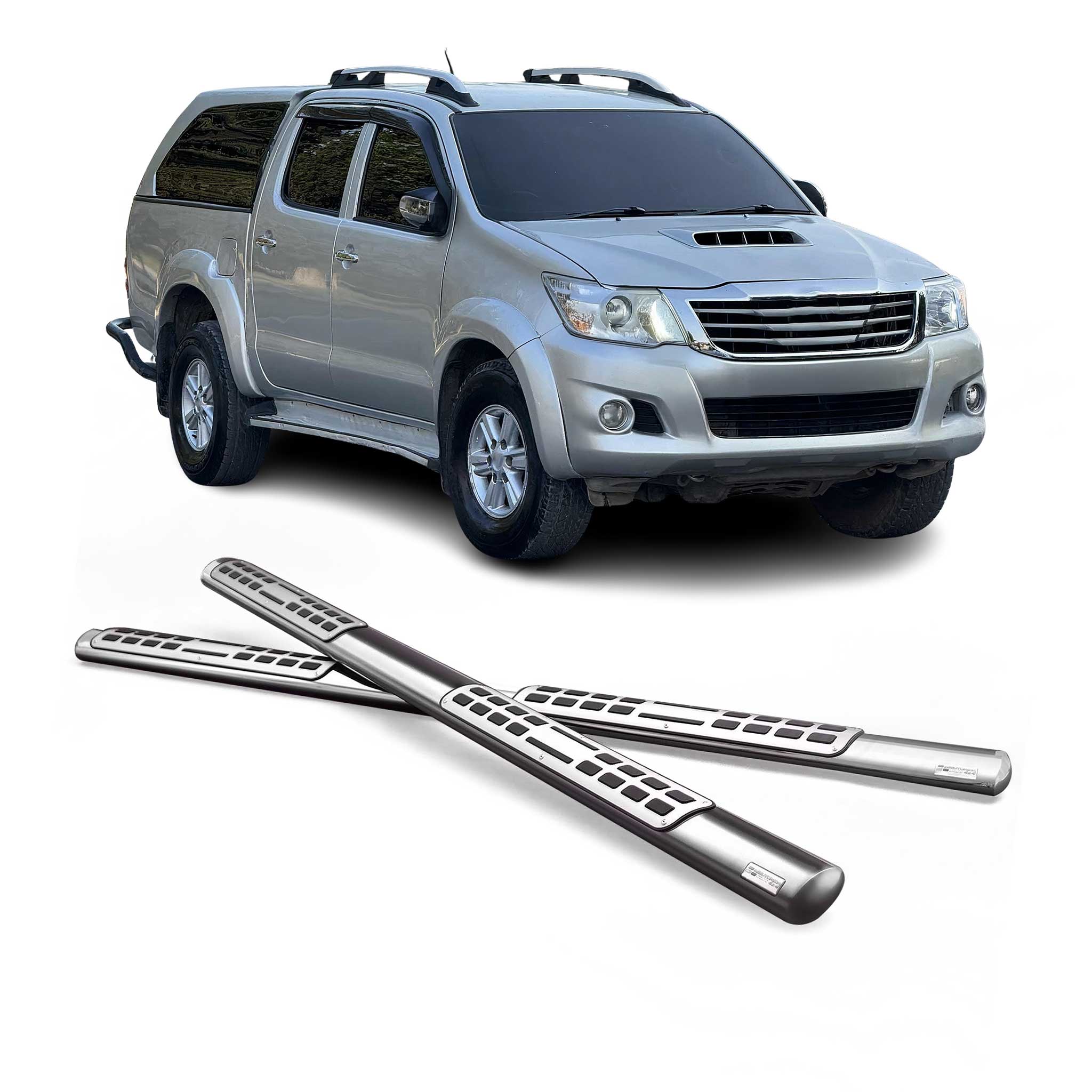Stahl Seitenschweller Schwellerrohre für Toyota Hilux Double Cab 2006-2015 Grau