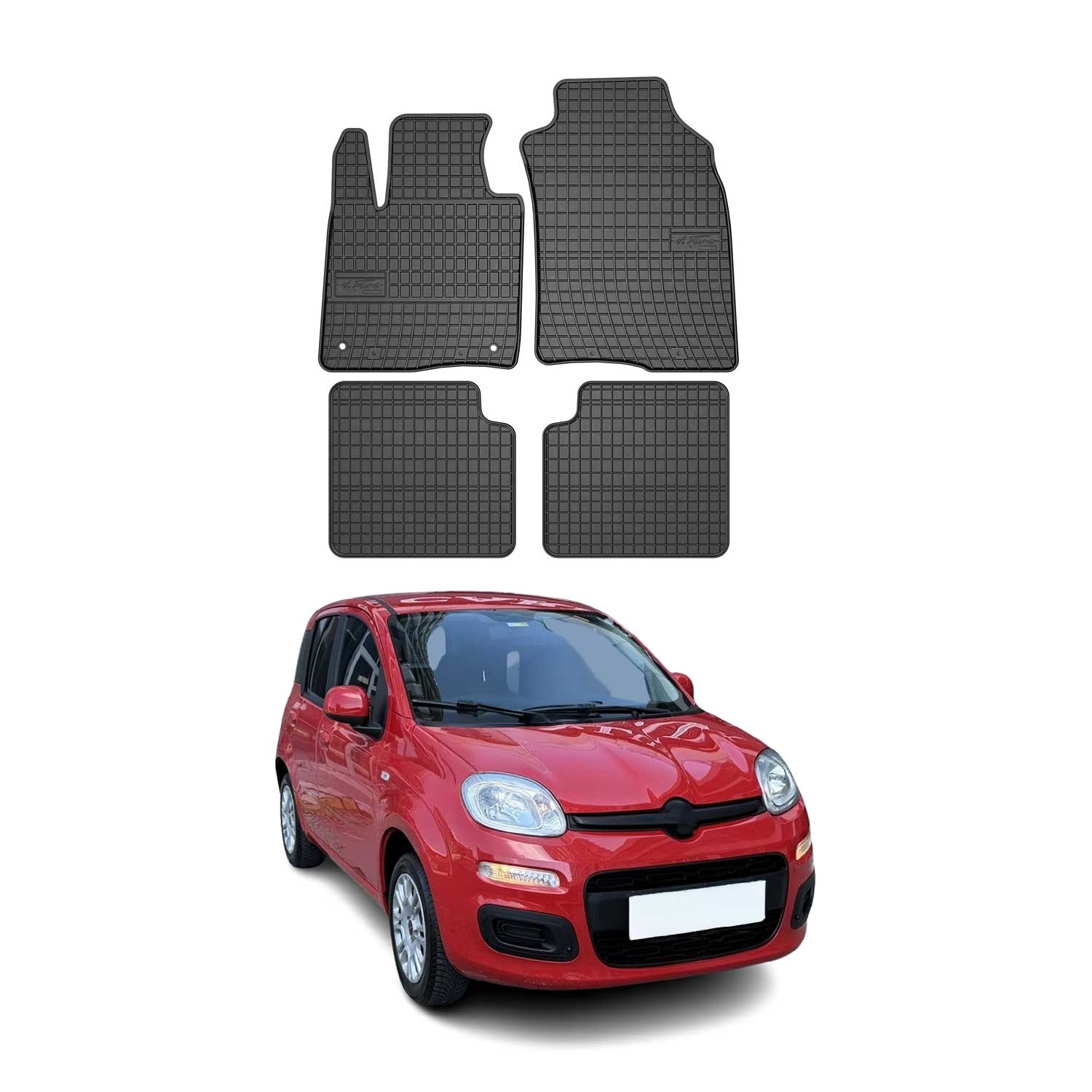 OMAC Gummi Fußmatten für Fiat Panda 2011-2021 Automatten Gummi Schwarz 4tlg
