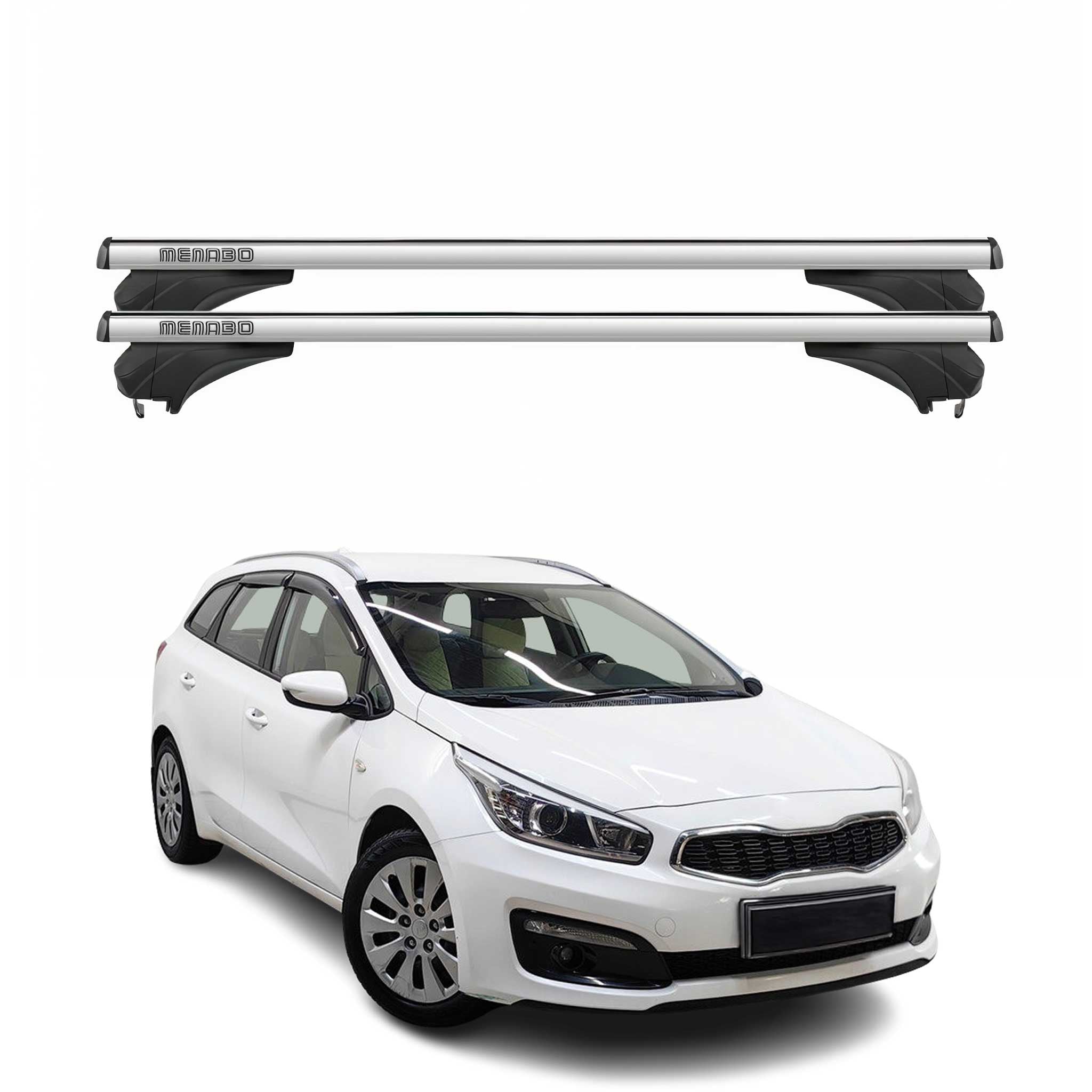 Menabo Dachträger für KIA Cee'D Sportswagon 2012-2018 Aluminium Silber 2 tlg