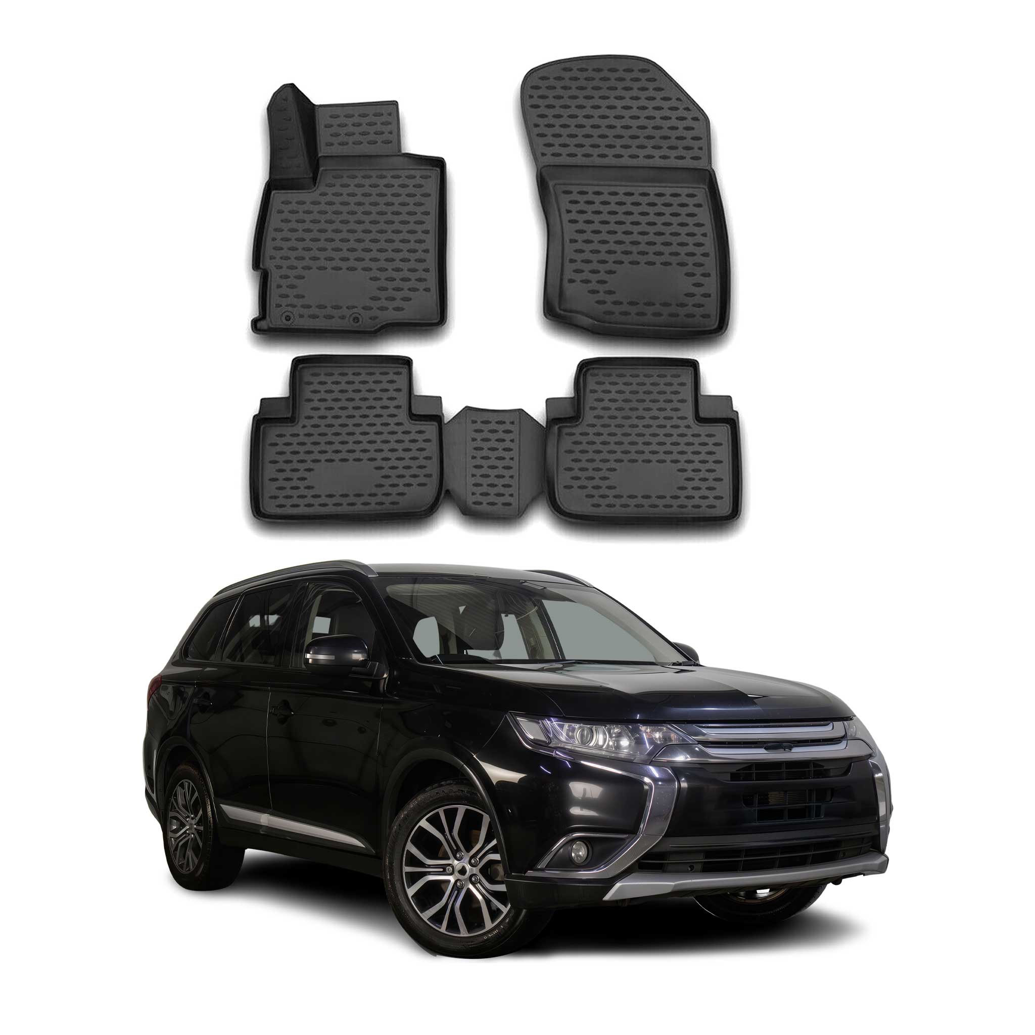 OMAC Gummimatten Fußmatten für Mitsubishi Outlander 2WD 2013-2021 TPE Schwarz 4x