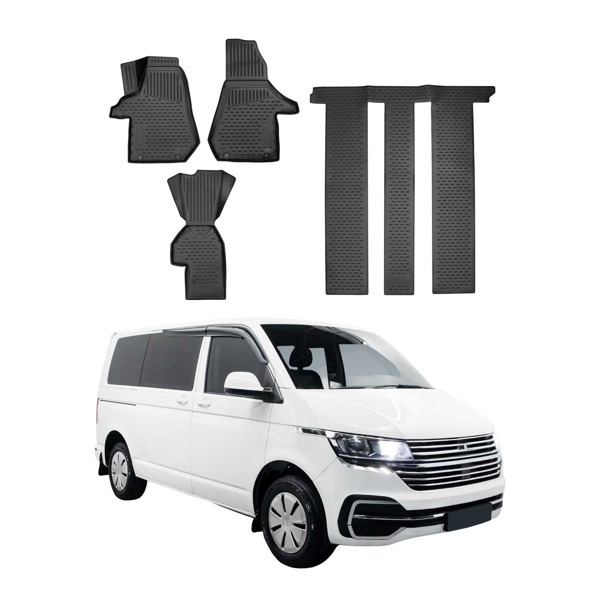 OMAC Gummimatten Fußmatten für VW T6.1 Multivan 2019-2024 TPE Automatten Schwarz