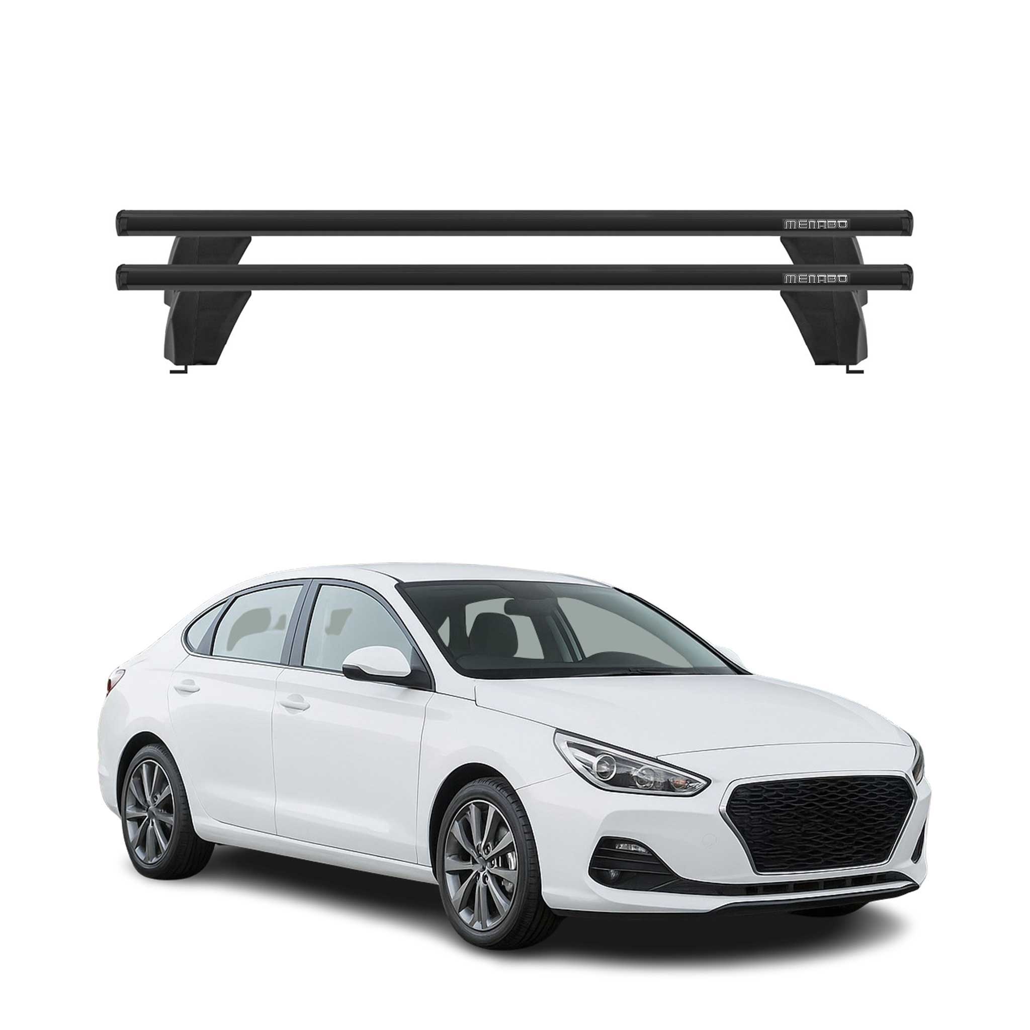 Menabo Dachträger Grundtäger für Hyundai i30 Fastback 2018-2023 75kg Alu Schwarz