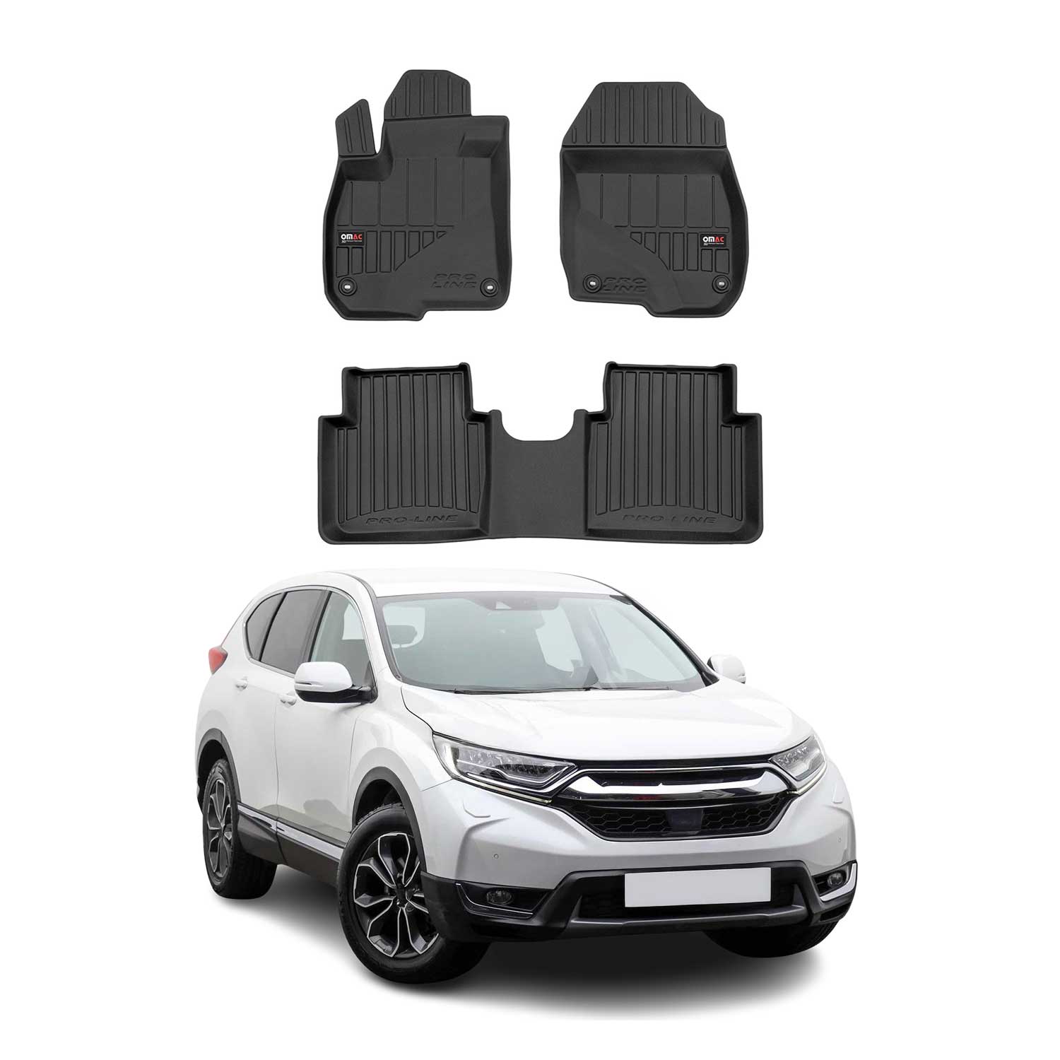 OMAC Gummi Fußmatten für Honda CR-V 2018-2022 Premium TPE Automatten Schwarz 3x